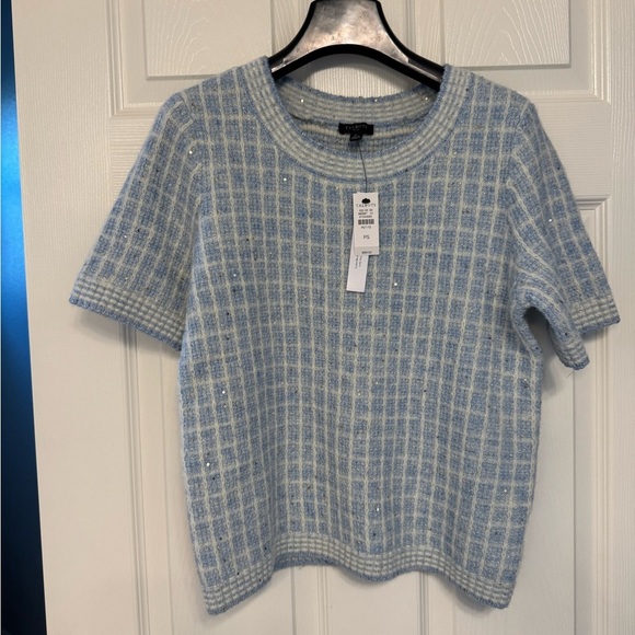 New - Talbots Light Blue and White Tweed Sweater - Picture 1 of 6